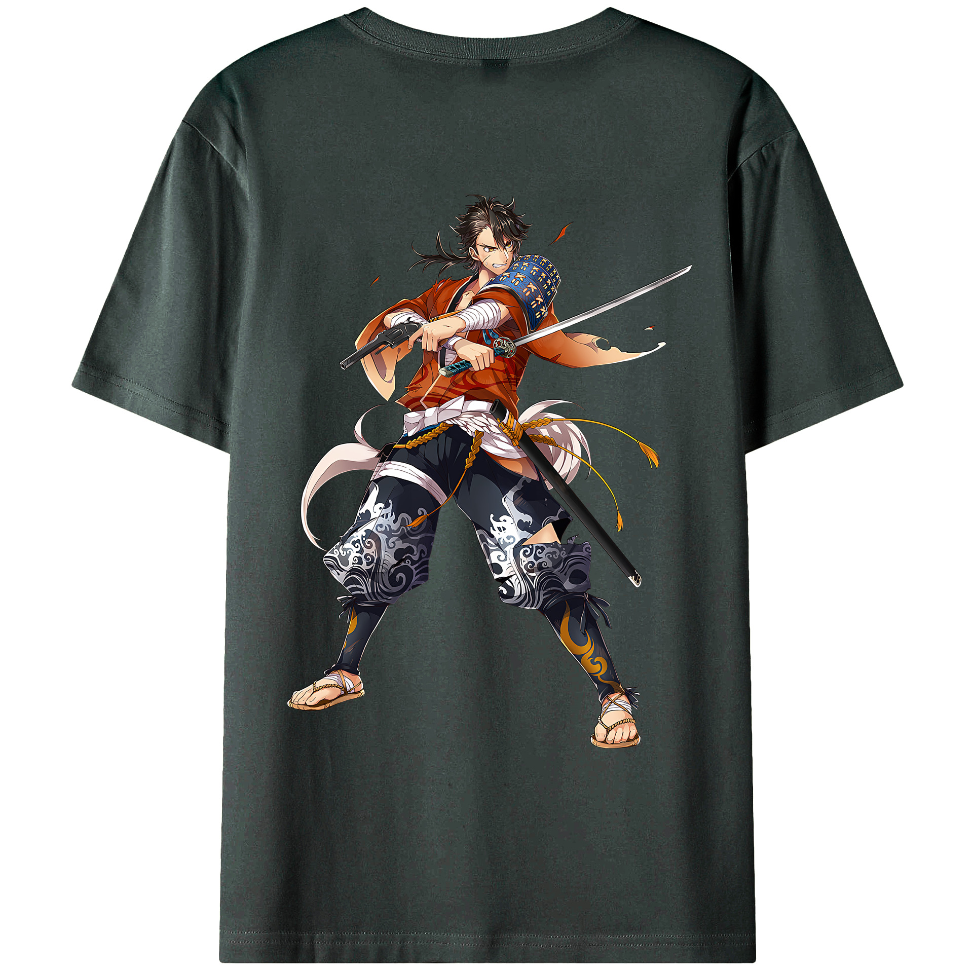 （画像用） 刀剣乱舞 Touken Ranbu 綿100％ メンズ半袖Tシャツ（バックプリント） 通気性
